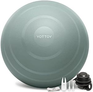 YOTTOY Anti-Burst Exercise Ball for Working Out, Yoga Ball for Pregnancy,Extra Thick Workout Ball for Physical Therapy,Stability Ball for Ball Chair Fitness with Pump (Green)