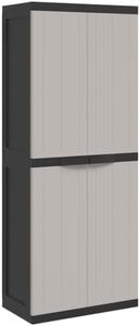 vidaXL Outdoor Storage Cabinet - Compact and Lockable Garden Storage Furniture, Polypropylene, Grey & Black, 65 x 37 x 165 cm
