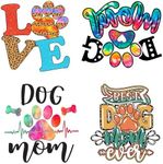 4Pcs Dog Mom Iron On Transfer Patches DIY Iron On Decals Heat Transfer Vinyl Stickers for Clothes T Shirts Bag Pillow Covers Decoration Appliques