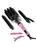 Trademark Beauty Mood Interchangable Iron Styling Kit, 3 in 1 Curling Iron, Hair Waver, and Curling Wand, Adjustable Temperature Hair Styling Tool, 1.25 Inch Barrel, 32mm