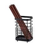 Utensil Drying Rack Basket Holder,Stainless Steel Utensil Drying Rack,Flatware Silverware Caddie Holder Basket Organizer Draining Basket Wall Mount No Drilling for Kitchen(L-Black)