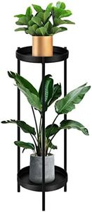 2 Tiers Metal Plant Stand 80CM High Flower Pots Shelf Indoor Outdoor Planter Holder Garden Rack Storage,Black