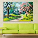 Inephos Wood Landscapes, Abstract Wall Painting , Multicolour, Modern, 85x55 cm