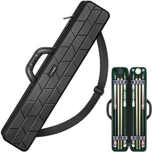 PEKREWS Pool Cue Case, Hard Shell Pool Stick Case 4x4 with 10 Padded Slots, Billiard Cue Bag with Leather Handle and Shoulder Strap, Heavy-Duty Travel Snooker Stick Carry Bag Holder for Men and Women