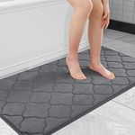 OLANLY Memory Foam Bath Mat Rug 47x24, Large Size Ultra Soft Non Slip and Absorbent Bathroom Rug, Machine Wash Dry, Comfortable, Thick Bath Rug Carpet Runner for Bathroom, Tub and Shower, Dark Grey