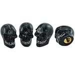 Abfer Skull Tire Wheel Air Cap Valve Stem Covers Car Decorative Accessories Fit Most Vehicle Truck Motorcycles Bikes, Black