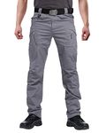 FEDTOSING Men's Outdoor Cargo Work Trousers Military Tactical Pants Combat Ripstop Trousers (Grey 32W / 32L)