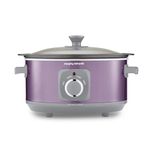 Morphy Richards Accents 3.5L Sear & Stew Slow Cooker, Shatter Resistant Non Stick Aluminium Pot, Single Pot Cooking, Compact, 3 Heat Settings, Hob Proof, Glass Lid, Easy Clean, 163W, Purple, 460024
