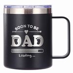 New Daddy Travel Mugs - Soon to be Dad Vacuum Insulated Tumblers - Perfect Pregnancy Announcement Gift - 12oz, Black