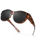 LVIOE Polarised Fitover Sunglasses for Women, Trendy Round Frame Wear Over Glasses with UV Protection