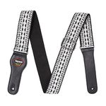 Rayzm Embroidery Guitar Strap, Jacquard Weave Cotton Strap for Acoustic/Electric/Bass Guitar with Plectrum Picks Pocket, Metal Buckle, 5cm Wide, Adjustable Length