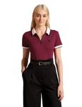U.S. POLO ASSN. Women Contrast Collar Zip-Up Polo Shirt (UWAW24PTS173_Red_L)