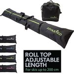 Athletico Two-Piece Ski and Boot Bag Combo | Store & Transport Skis Up to 200 CM and Boots Up To Size 13 | Includes 1 Ski Bag & 1 Ski Boot Bag (Black with Green Trim)