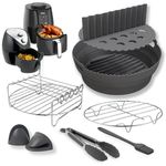 9 pcs Air Fryer Accessories, Round Silicone Air Fryer Liner, Ninja 15 in 1 Multicooker, Tower Salter Air Fryer Accessories, Ninja AF100UK AF160UK, Collapsible Air Fryer Liners W Air Fryer Rack (Black)