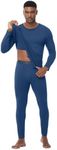 WiWi Men's Bamboo Viscose Thermal Underwear Set Soft Base Layer Long Johns Warm Sleepwear for Cold Weather S-XXL, Dark Blue, Medium