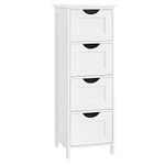 VASAGLE Bathroom Floor Storage Cabinet, Bathroom Storage with 4 Drawers, Bathroom Cabinet Freestanding, 30 x 30 x 82 cm, Modern Style, White LHC40W