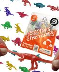 UpBrands 48 Stretchy Dinosaurs Toys 2 1/2 Inches Bulk Set, 8 Glitter Colors, Kit for Birthday Party Favors for Kids, Goodie Bags, Easter Egg Basket Stuffers, Pinata Filler, Students Rewards