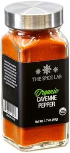 The Spice Lab Organic Cayenne Pepper Powder - Gluten Free Ground Cayenne Pepper for Mexican and Indian Cooking - 1.7 oz French Jar - Organic Kosher, Non GMO & Keto Friendly Seasoning