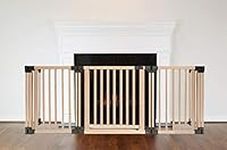 Safetots Wooden Multi Panel Fire Surround, 88cm Deep x 200cm Wide, Natural Wood, 76cm Tall, Baby and Toddler Fire Guard, Safety Barrier for Fireplaces, Easy Installation