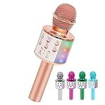 Wireless Karaoke Microphone for Kids, Bluetooth Karaoke Microphone Portable Handheld Singing Karaoke Mic Speaker Gifts for 3 4 5 6 7 Years Old Toys Girl Boy, Rose Gold