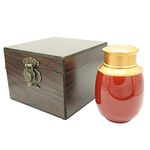 ZHIQIYI Keepsake Urn, small urns for human ashes, Handmade Ceramic Double Alloy Sealing Lid, with Woodgrain Box, Display Burial at Home or Office Decor(Rose red)