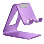 Aoviho Desktop Cell Phone Stand Phone Holder for Desk - Aluminum Phone Dock for iPhone 14 13 12 pro 11 X Xs max 8 7 6 6s Plus SE 5 5S Samsung All Smart Phones (Purple)