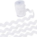 GORGECRAFT 0.78 inch-1.33 inch/20-34mm Wide Rick Rack Trim 10 Yards White Wave Bending Fringe Trim Braided Woven RIC Rac Ribbon Zig Zag Trim for DIY Sewing Crafts Wedding Dress Costumes Party