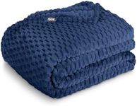 Bare Home Textured Fleece Microplush Blanket - Twin/Twin XL - Lightweight Blanket for Bed, Sofa, Couch, Movie Night, Camping, and Travel - Ultra Soft Warm Blanket (Twin/Twin XL, Waffle Dark Blue)