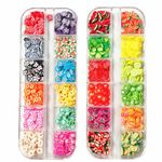 2 Boxes 3D Fruit Polymer Slices DIY Nail Art Slices Nail Art Fruit Slices Colorful Crystal Flower Fruit Clay Nail Slice Nails Sequins DIY Crafts Slime Making Nail Art Random Colors