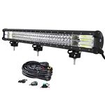 Willpower 28 inch 396W LED Light Bar Triple Row Spot Flood Combo Beam Off Road Lights Waterproof Work Light with Wiring Harness for Jeep Trucks SUV ATV UTV Boat Lights, 12V 24V