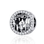 CHENGMEN I Love My Family Charm 925 Sterling Silver Charms for Bracelets Clear CZ Bead Gifts for Mum Daughter Son Dad Fathers Jewellery