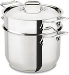 All-Clad E414S6 Stainless Steel Pasta Pot and Insert Cookware, 6-Quart, Silver