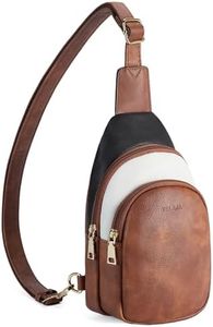 Telena Sling Bag for Women Leather Fanny Pack Crossboday Bags Sling Backpack for Women Black/Brown