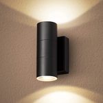 CELAVY Outdoor Wall Lights, Up Down Outside Wall Lights Mains Powered, IP65 Waterproof Modern Front Door Porch Light 3000K 10W Aluminium, Exterior LED Wall Lighting Sconce GU10 Bulb Included, Black