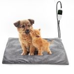 Cat Heat Pad Electric 45 * 45cm, 5 Adjustable Timer & 6 Adjustable Temperature, Pet Heating Mat Waterproof, with Crystal Velvet Cover & Anti Bite Cable, Ideal for Whelping/Puppy/Dogs and Cats