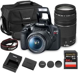 Canon EOS Rebel T7 DSLR Camera Kit | 24.1MP APS-C Sensor with EF-S 18-55mm & 75-300mm Lenses | Full HD 1080p Video Compact Beginner-Friendly Photography (2727C002) + Bag + 64GB Card