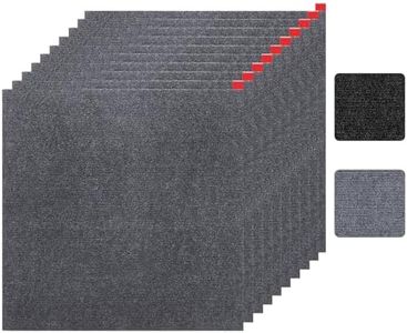 10PCS Carpet Tiles Peel and Stick 24 x 24 Inch DIY Self Adhesive Non-Slip Carpet Squares for Indoor Living Room Bedroom Office (Dark Gray)