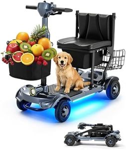 MS01F Lightweight Half-Fold Mobility Scooter for Seniors & Adults, 12/24Miles Options, 41 lbs Ultra-Light, 55" Turning Radius, LED Lights, 300lbs Capacity, Pet-Friendly Open Footboard & Triple Storage