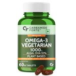 Carbamide Forte Veg Omega 3 1000mg | Veg DHA | Vegetarian Omega 3|No Fish oil Used Tablets for Men & Women- 60 Veg Tablets