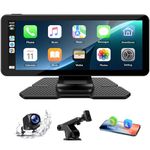 Lamto Wireless Car Stereo for Apple Carplay Android Auto with 1080p Backup Camera,Portable 6.86" Car Play Screen Map Navigation Hands-free Calling MirrorLink/Siri/FM/AUX