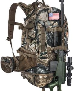 YVLEEN Hunting Backpack, Durable Camo Hunting Packs for Men, Large Capacity Hunting Day Pack for Rifle Bow Gun