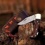 Handmade Damascus Folding Knife Bac