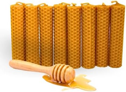 8 PCS - Velas de Miel de Abeja para Rituales 100% Natural Española Cera Pura - Hechas a Mano - Origen España - SIN PARAFINA (Pack de 8, 10 cm x 2,2 cm aproximadamente)
