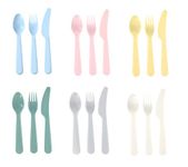 Invero 36 Piece Children's Colourful Unbreakable Plastic Reusable Tableware Cutlery Set - Microwave and Dishwasher Safe - Ideal for Breakfast, Lunch, Dinner, Outdoor Picnics, Travels and more