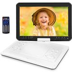 16.9'' Portable DVD Player with 6 Hrs Battery, 14.1'' HD Swivel Screen DVD Player Portable, New Screen Button Design, High Volume Speakers, Support Sync TV/Region Free/Multiple Discs, White