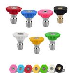 7 PCS Pressure Washer Spray Nozzles Tips 1/4 inch Pressure Washer Tips Multiple Degrees Quick Connect Spray Nozzles Pressure Washer Accessories for Car Garden Cleaning