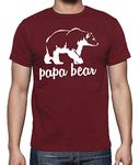 Funchious Papa Bear, Best Dad Gift, Father's Day, Birthday Present Men's T-Shirt (Large, Maroon)