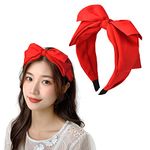 Red Bow Headband Big Bowknot Headbands for Women Girls Hairband with Bow Hair Bands Top Knot Bow Headband for Women Bow Head Band Bowknot Hair Hoop Bows Headbands Hair Accessories