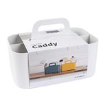 BLUE GINKGO Multipurpose Caddy Organizer - Stackable Plastic Caddy with Handle | Desk, Makeup, Dorm Caddy, Classroom Art Organizers (Made in Korea) - White