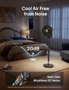 Dreo Silent Standing Fan 42” – 8 Speeds, Remote, Oscillating, Adjustable Height